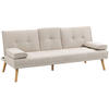 SCHLAFSOFA Sofabett Schlafcouch 3 Sitzer Leinen Beige - Beige/Naturfarben, Holz/Textil (77/78/181cm) - HOMCOM