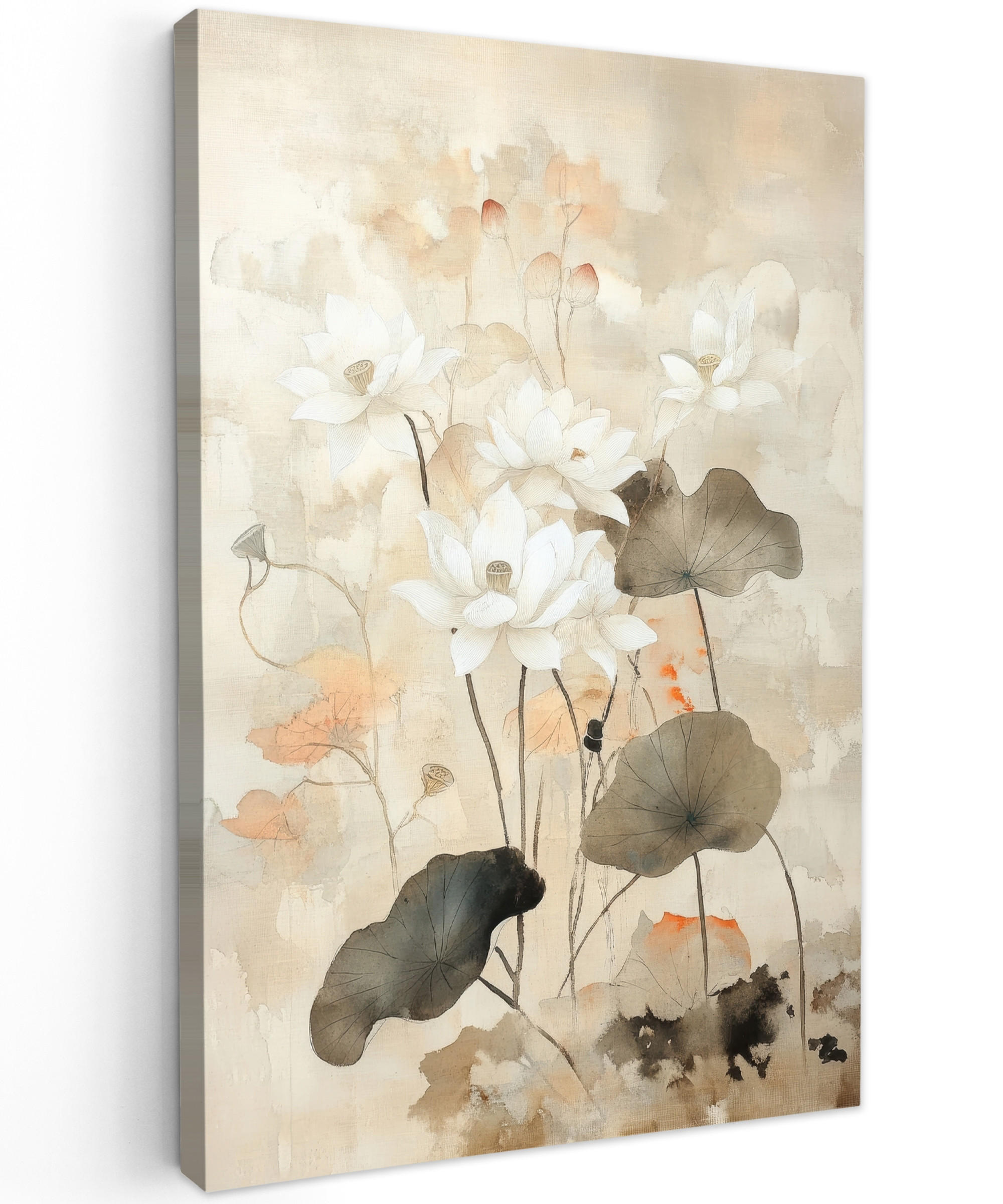 LEINWANDBILD Blumen - Japandi - Wabi sabi 40x60 cm - Sandfarben, Textil (40/60cm) - MuchoWow