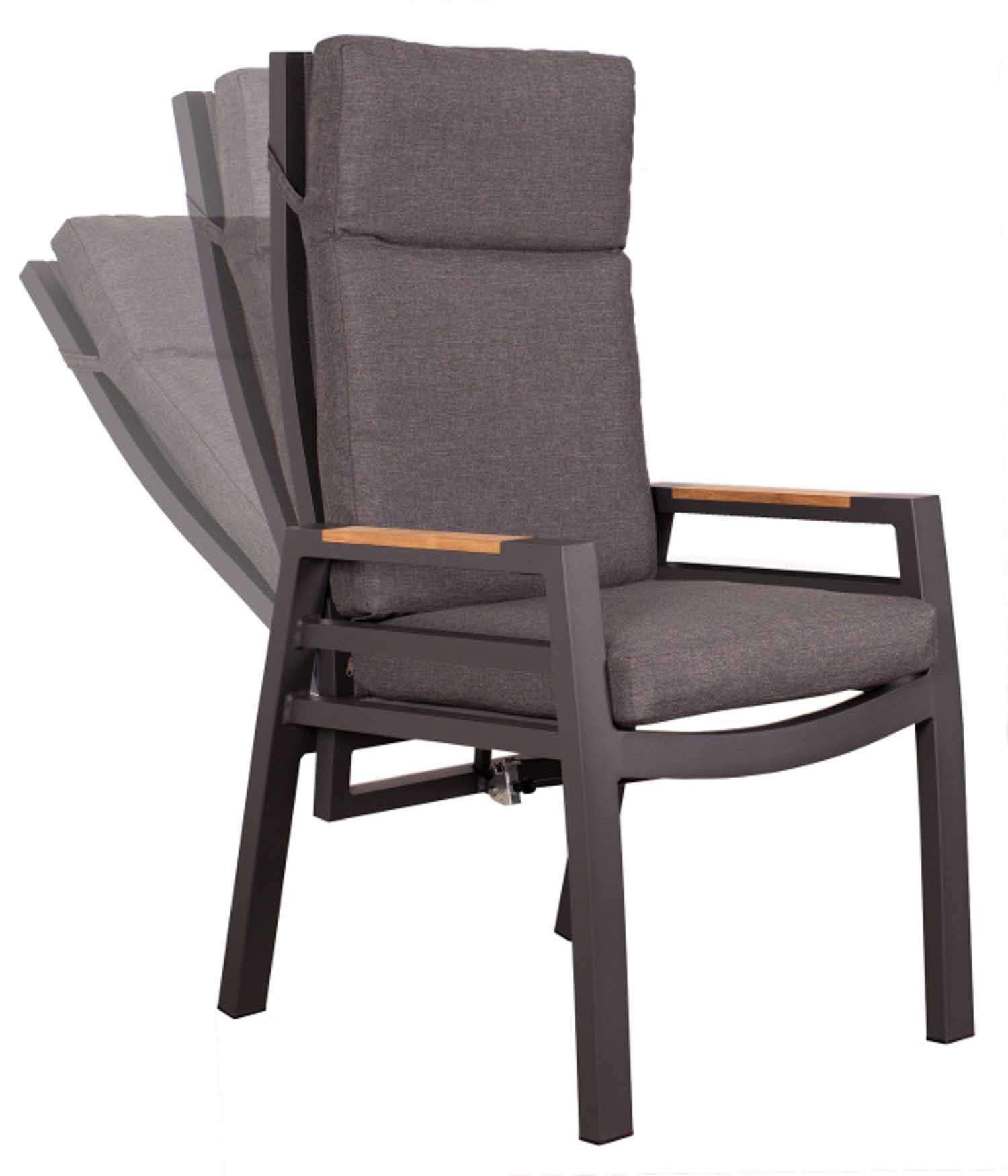 RELAXSESSEL Sevilla Alu/Textilene inkl. Kissen anthrazit - Grau, Metall (78/122/62cm) - Mr. Deko