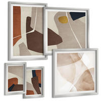 BILDER SET 5er Set - 50x50 cm & 20x30 cm & 40x60 cm Silberner Rahmen - Abstrakte moderne Formen - Silberfarben, Kunststoff (40/60cm) - TULUP