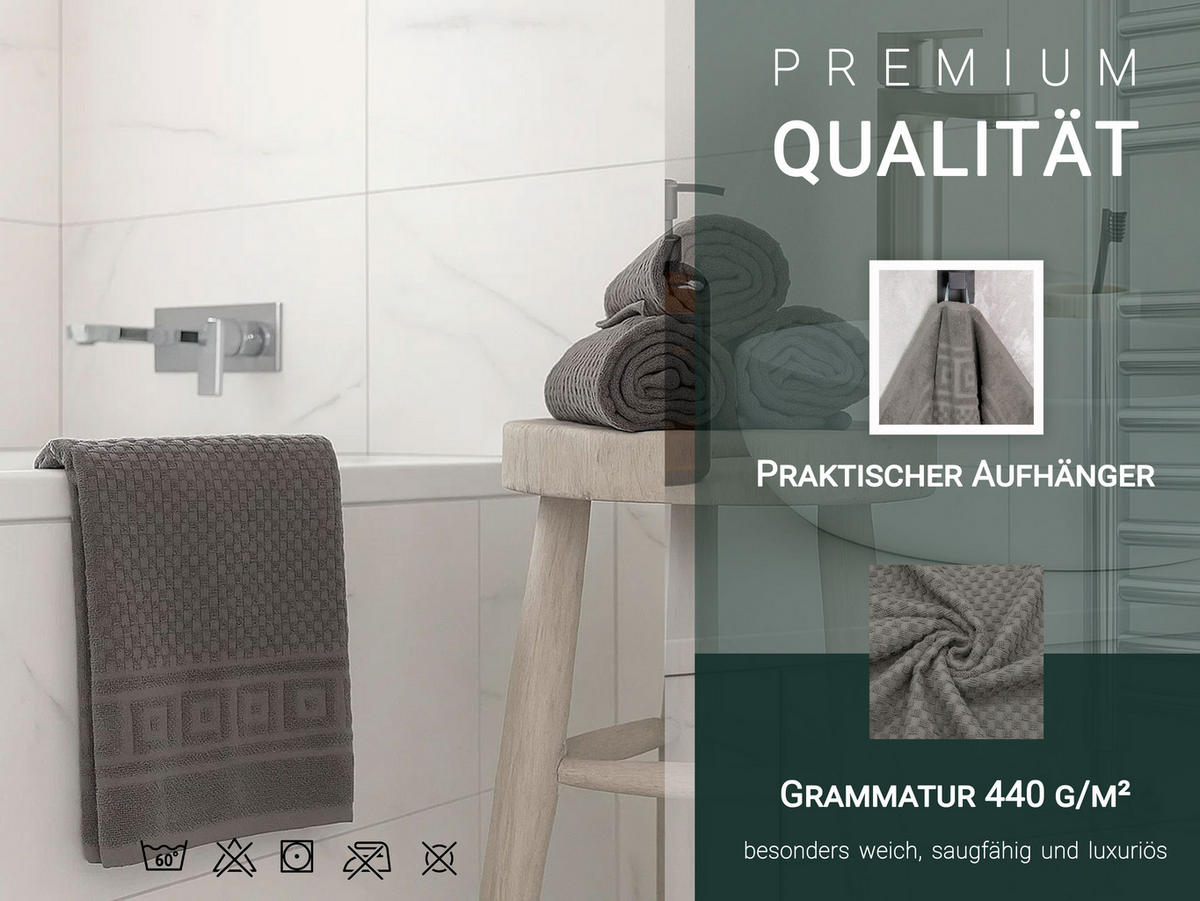 HANDTÜCHER, 4er-Set, 50x100 cm, 100% Baumwolle, Grau - Anthrazit, Textil (50/100cm) - Zollner