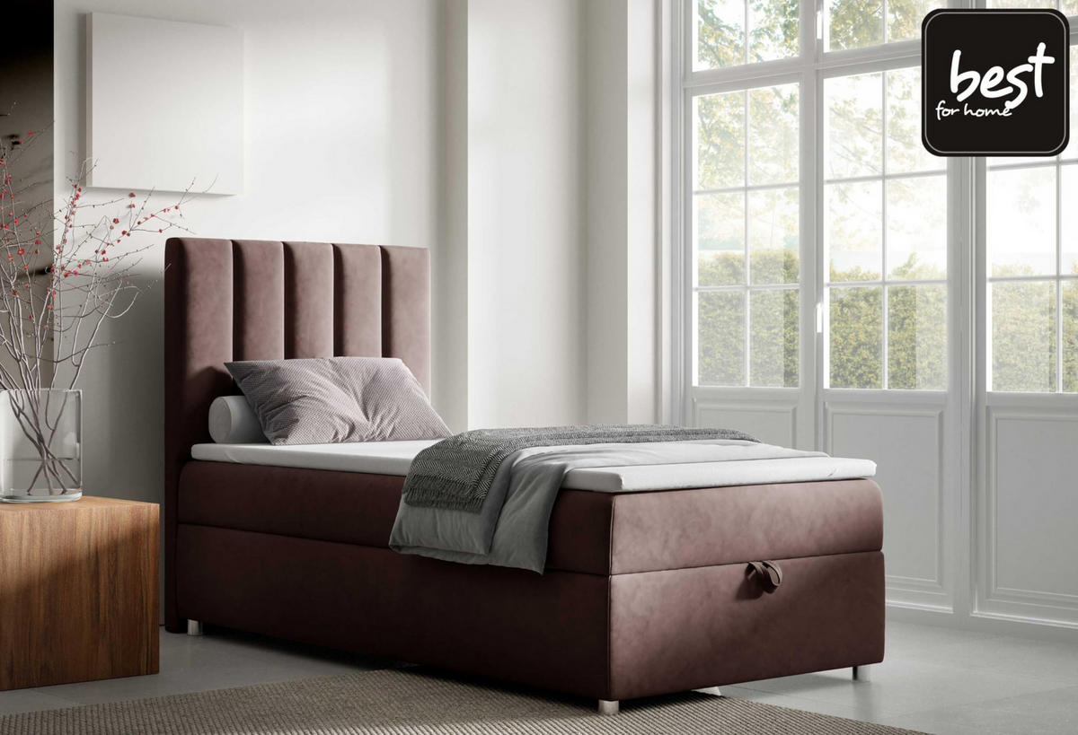 BOXBETT mit Bettkasten Trinity K10-SINGLE Bonellfederkern inkl. Topper - Braun, Holz/Holzwerkstoff (80/200cm) - Best For Home