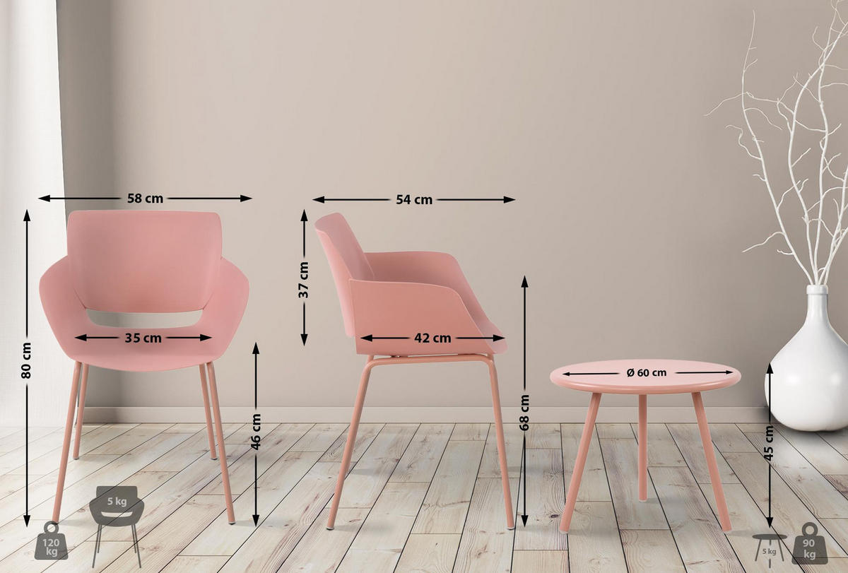 GARTENSITZGRUPPE Kunststoff pink - Pink, Kunststoff - CLP