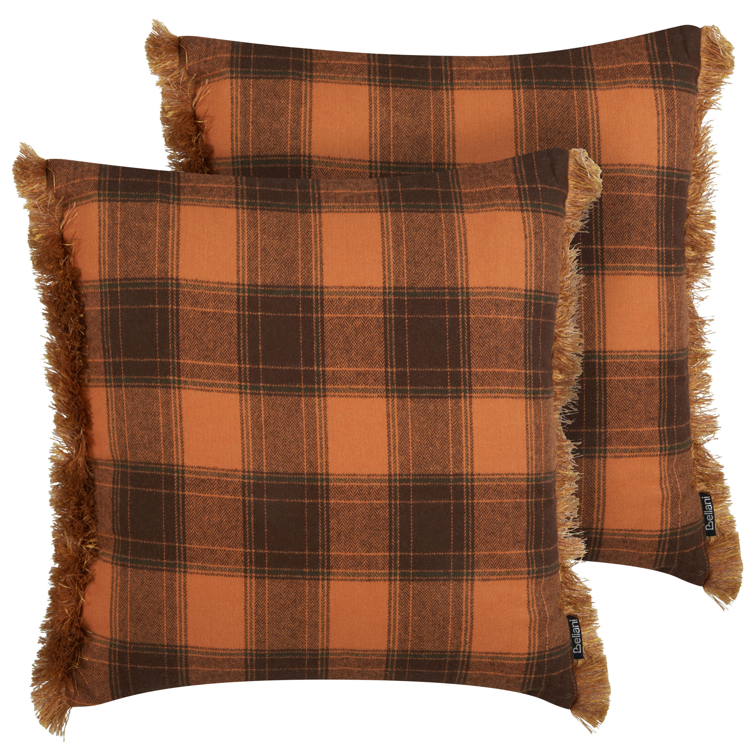 DEKOKISSEN 2er-Set Orange 45/45 cm Barja - Schwarz/Orange, Textil (45/45cm) - Beliani