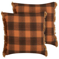 DEKOKISSEN 2er-Set Orange 45/45 cm Barja - Schwarz/Orange, Textil (45/45cm) - Beliani