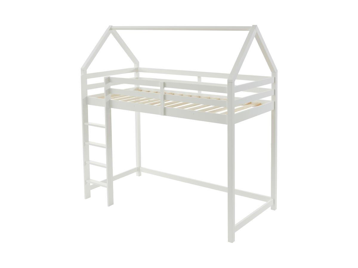HOCHBETT Hausbett - Kiefernholz - 90 x 190 cm - Weiß - TARZIA - Weiß, Holz - Vente-Unique