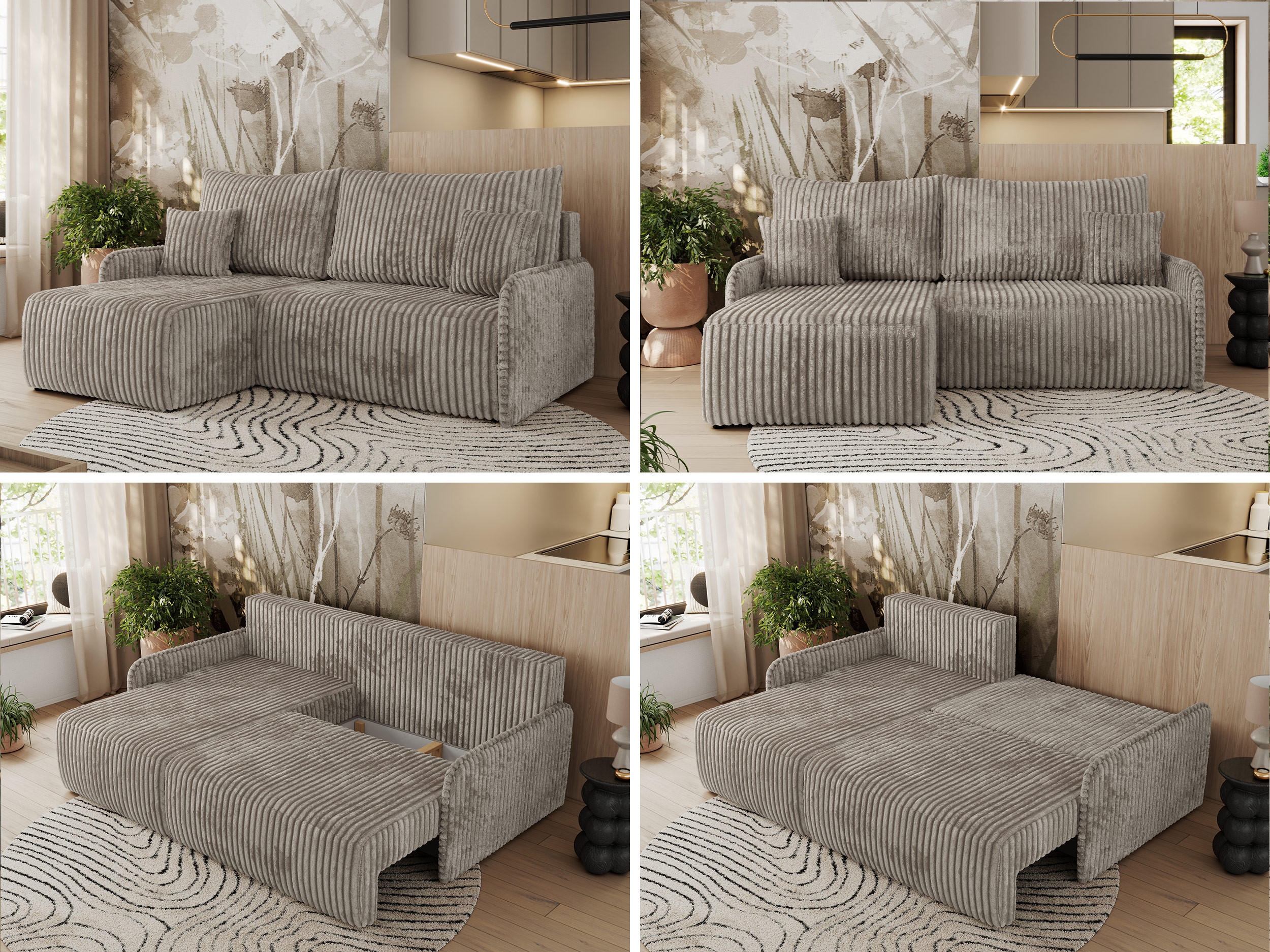 Thumbnail - MKS Eckschlafsofa, Hellbraun, Textil, 3-Sitzer, L-Form,L-Form, 198x150 cm, Oeko-Tex®, Wohnzimmer, Sofas & Couches, Wohnl...