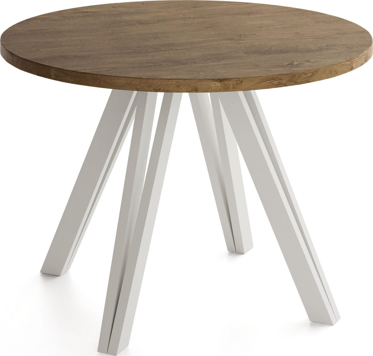 ESSTISCH Ravero runder ausziehbarer, Eiche Braun Rustikal 100/100/77 cm - Kaschmir/Alteiche, Holz/Holzwerkstoff (100/100/77cm) - WFL GROUP