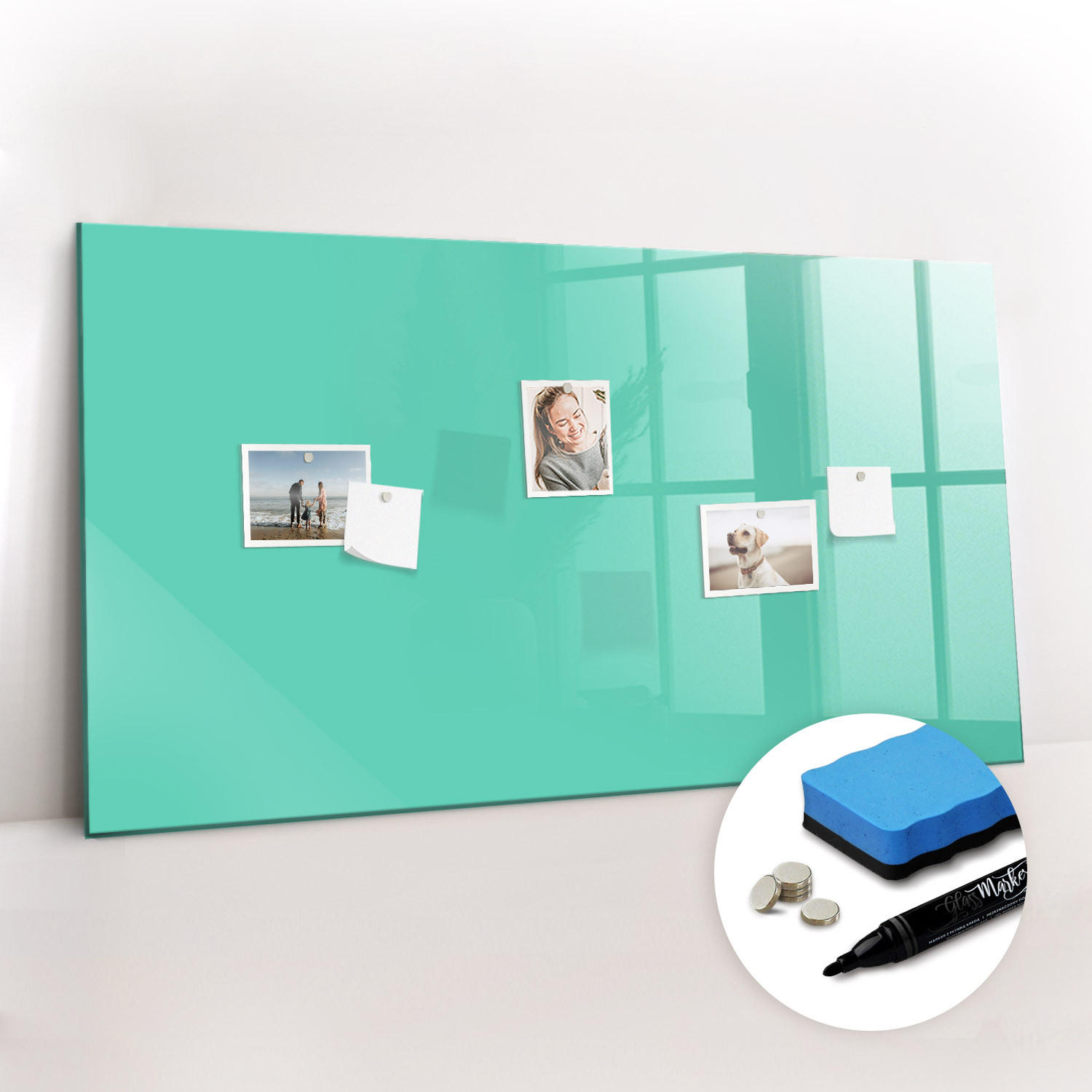 MAGNETTAFEL 120x60 Türkis schwarzer Marker - Türkis, Glas (120/0.4/60cm) - TULUP