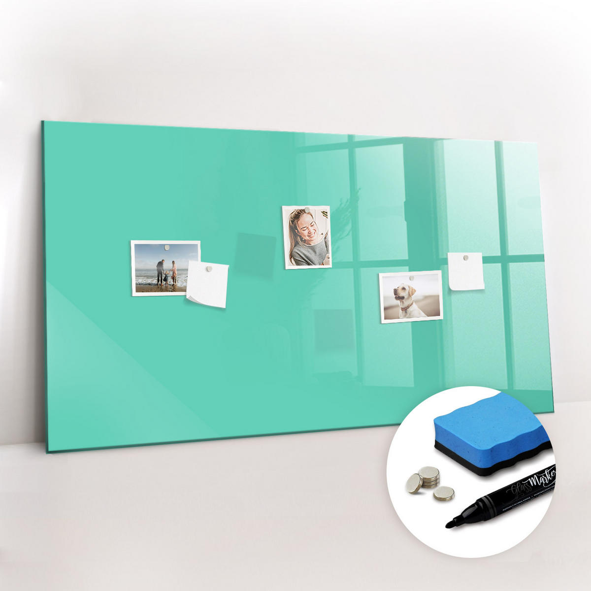 MAGNETTAFEL 120x60 Türkis schwarzer Marker - Türkis, Glas (120/0.4/60cm) - TULUP