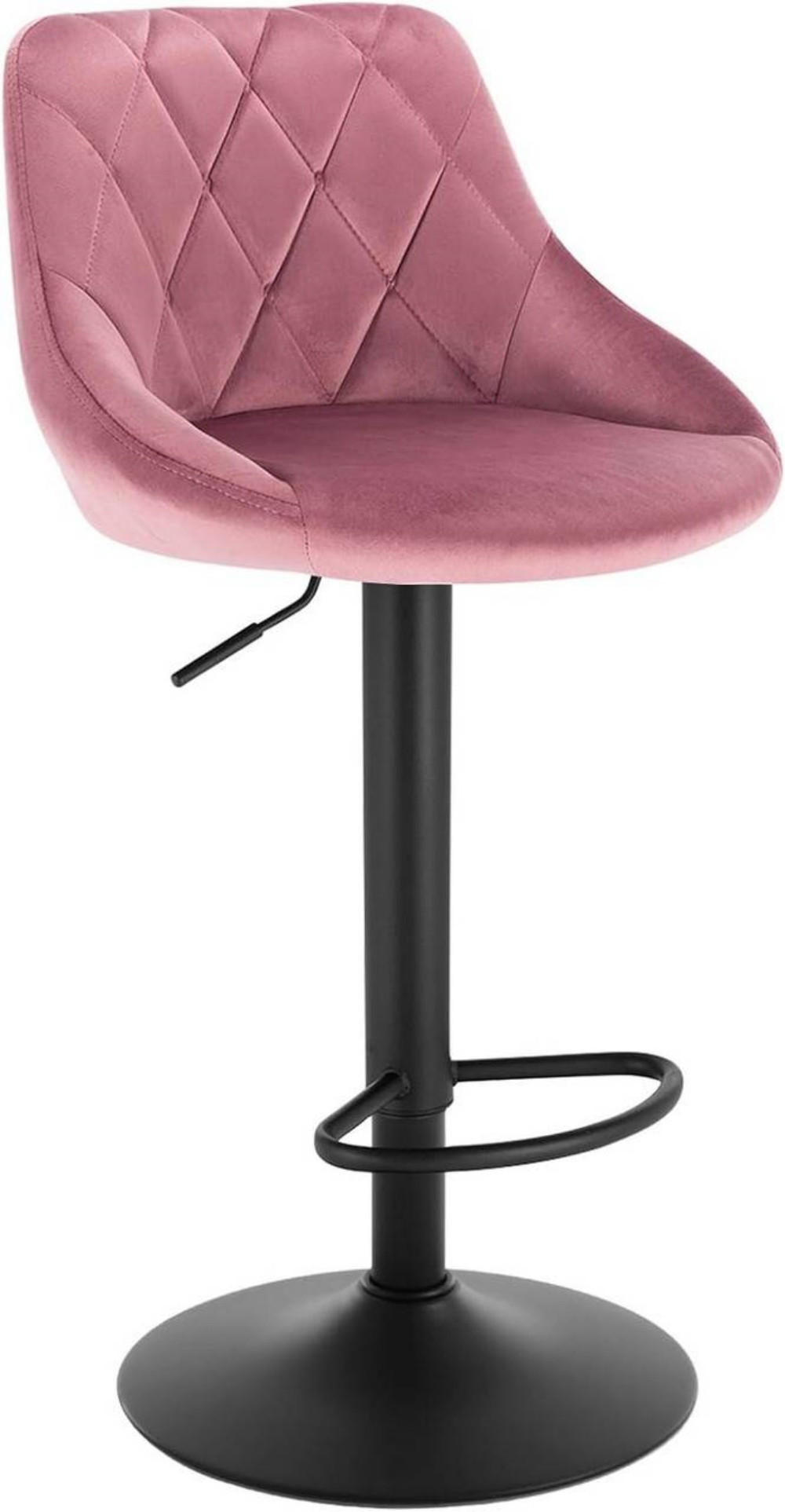 BARHOCKER aus Samt, Drehbar, Rosa - Schwarz/Rosa, Textil/Metall (47/83/39cm) - Woltu