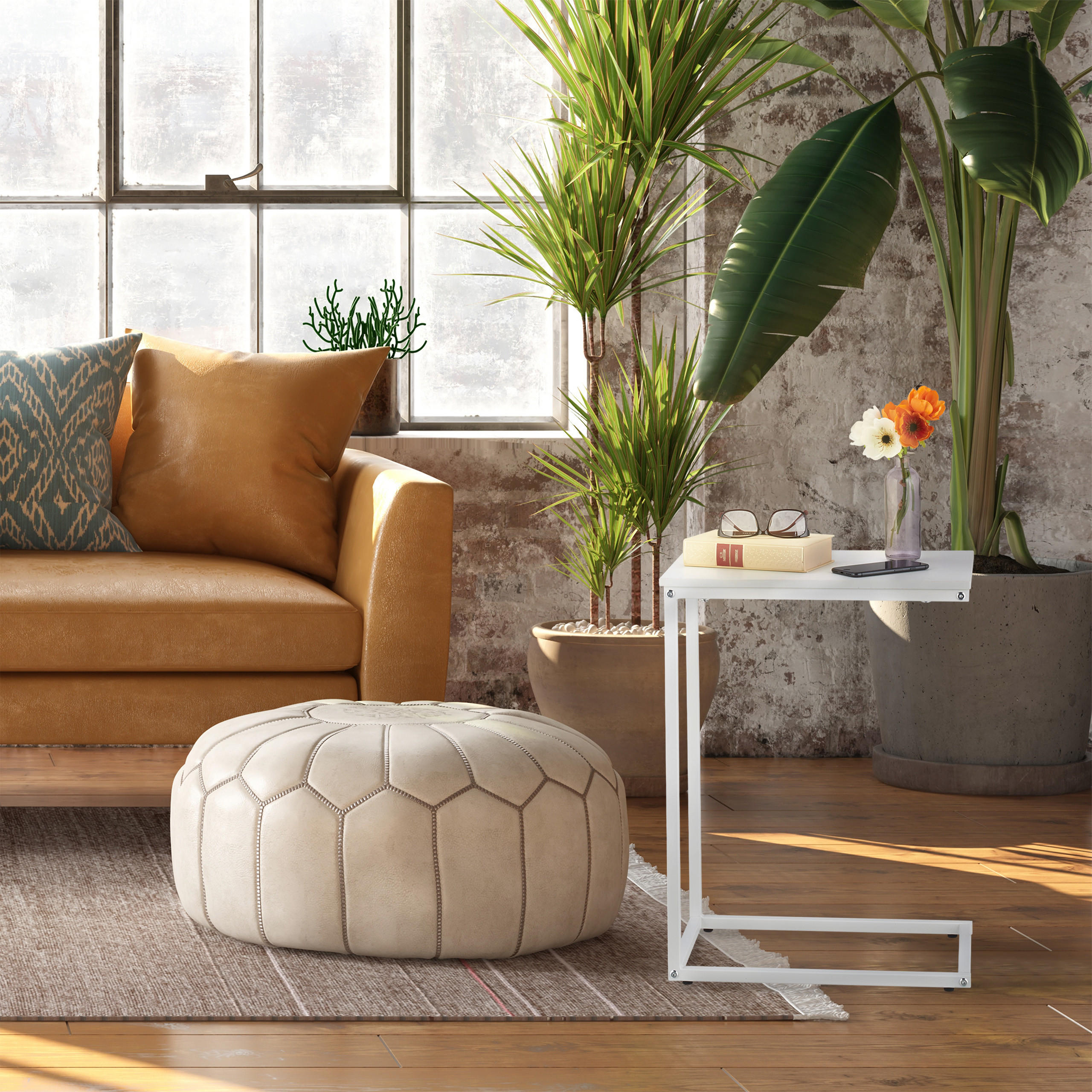 BEISTELLTISCH - Weiß, Holzwerkstoff/Metall (45/30/60cm) - Relaxdays