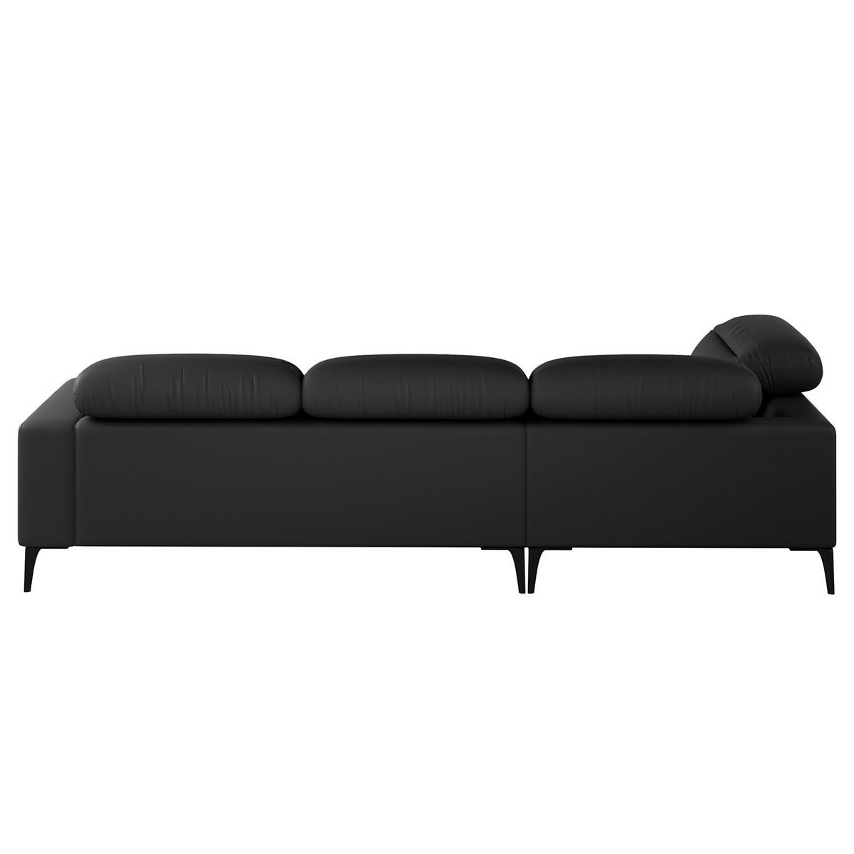 ECKSOFA mit Ottomane - Schwarz, Leder/Metall (263/238cm) - home24