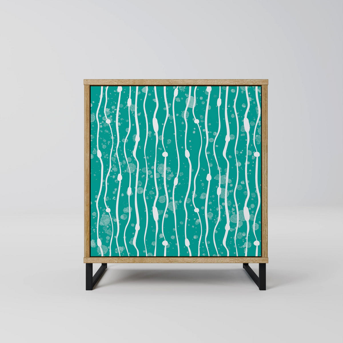 SIDEBOARD TURQUOISE RAIN, Eichefarben, 57,5x42x77,5 cm, Schräge Buchenholzfüße - Eichefarben/Buchefarben, Holzwerkstoff/Buchenholz (57.5/77.5/42cm) - SpaceRebels