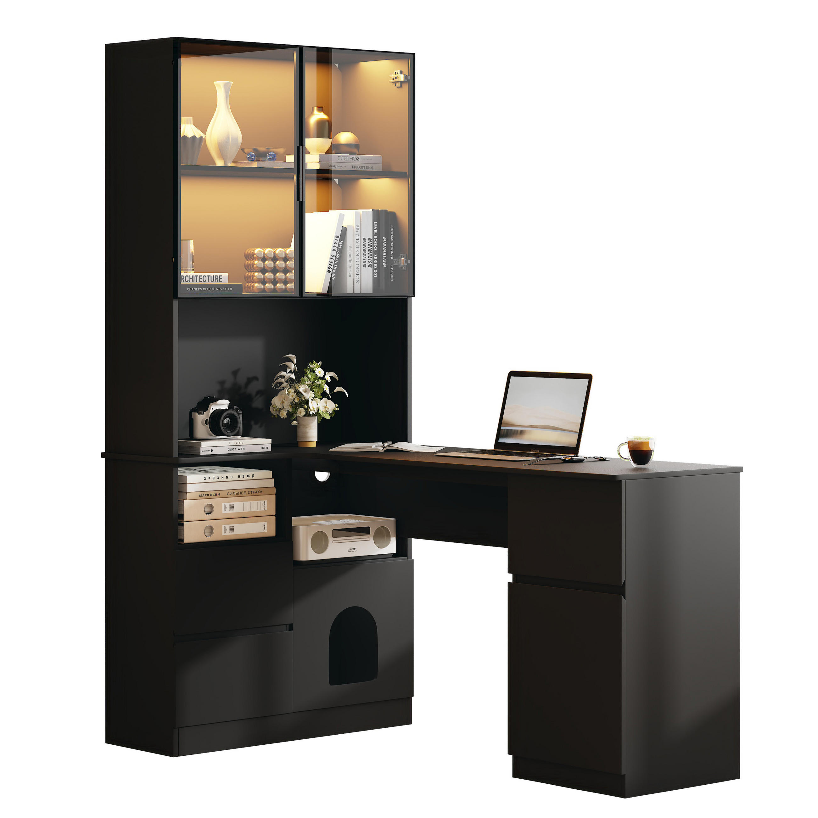 Flieks Eckschreibtisch Schwarz 120x180x80 cm
