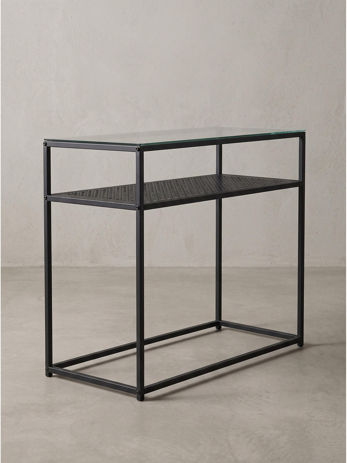 KONSOLENTISCH ALCUDIA, Einscheibensicherheitsglas, Schwarz, 80 x 40 x 77 cm - Schwarz, Glas/Metall (40/80/77cm) - KADIMA DESIGN