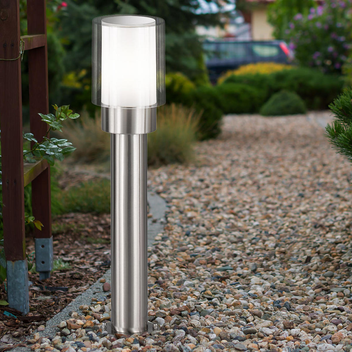 LED STEHLEUCHTE Edelstahl Silber Weiß - Silberfarben, Metall (12/12/50cm) - Wofi