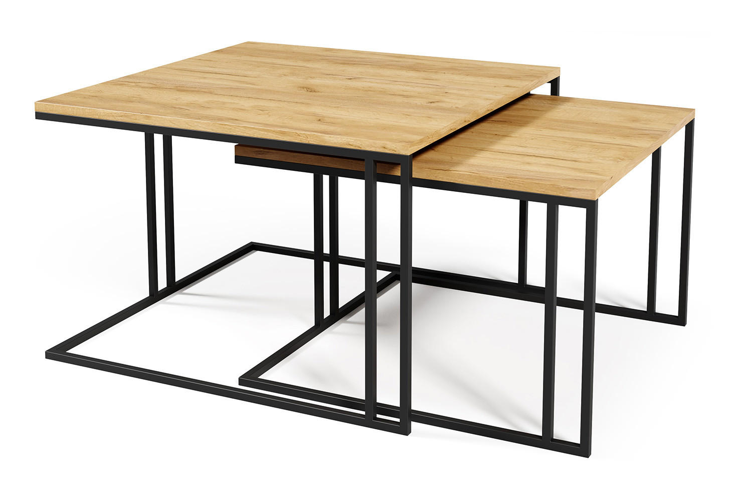 COUCHTISCH Astro Eiche Lancelot / Schwarz (2er-Set) - Schwarz/Braun, Holz/Holzwerkstoff (76/142/50cm) - Feldmann-Wohnen