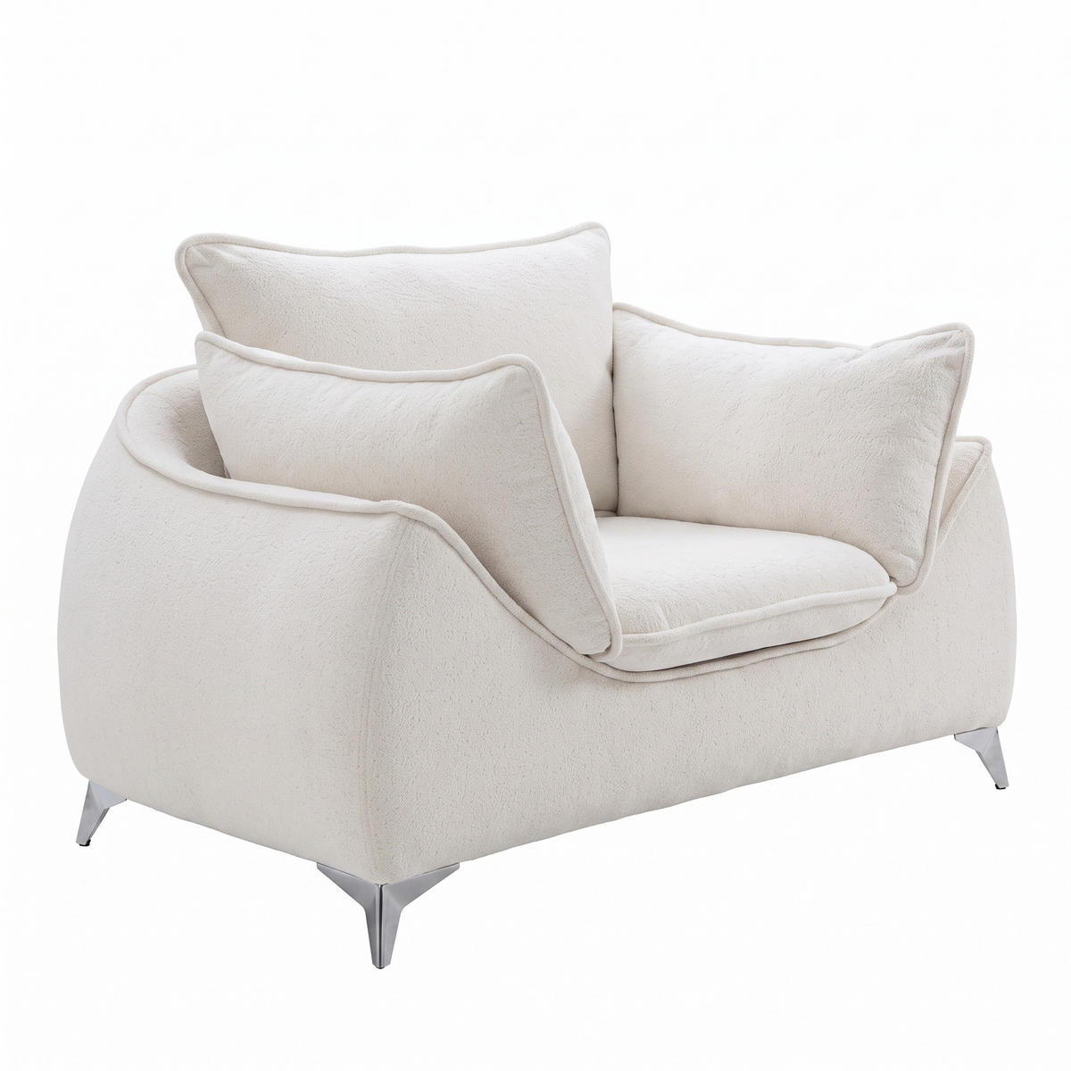 SESSEL MELANI Velours Creme - Chromfarben/Creme, Holz/Textil (140/90/85cm) - Muffo