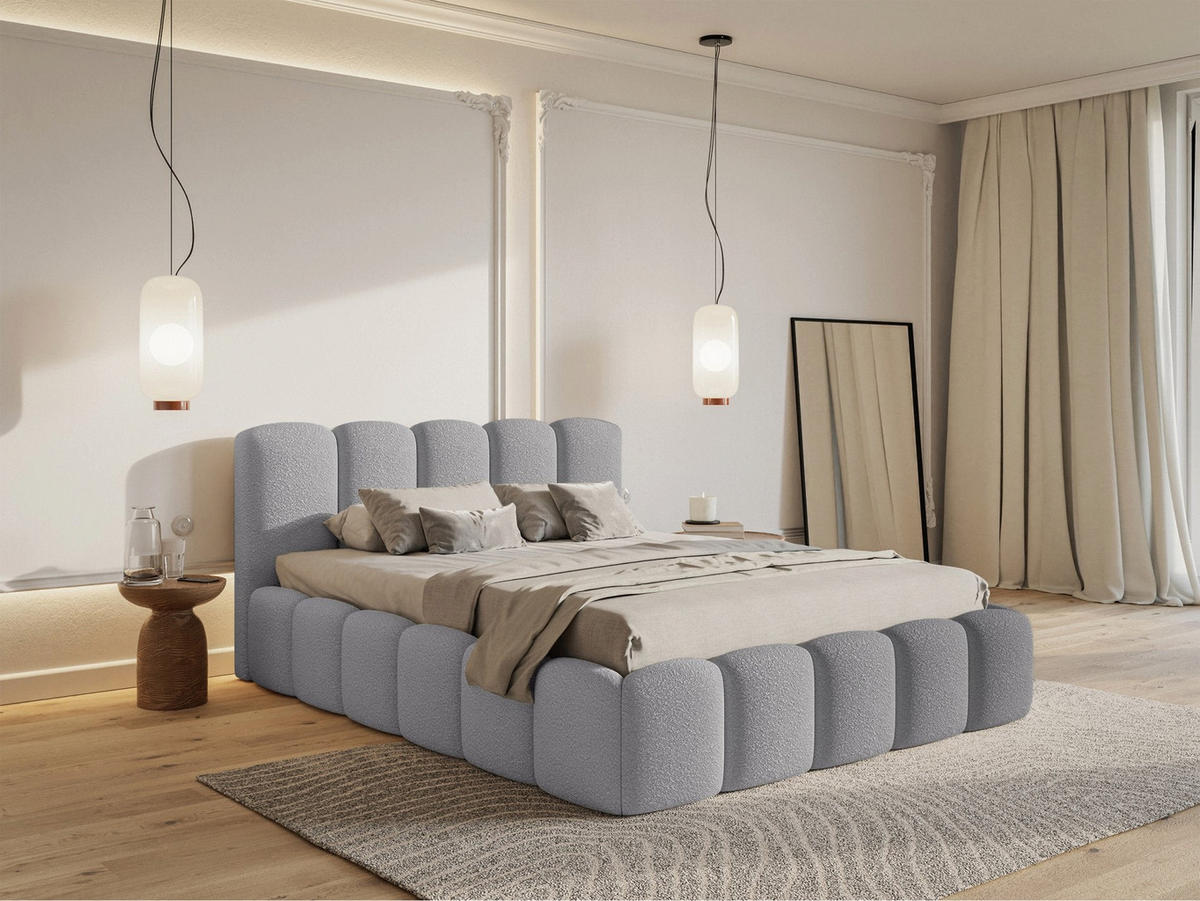 POLSTERBETT Cloudy II Grau 140x200 cm - Grau, Holz/Textil (140/200cm) - Selsey