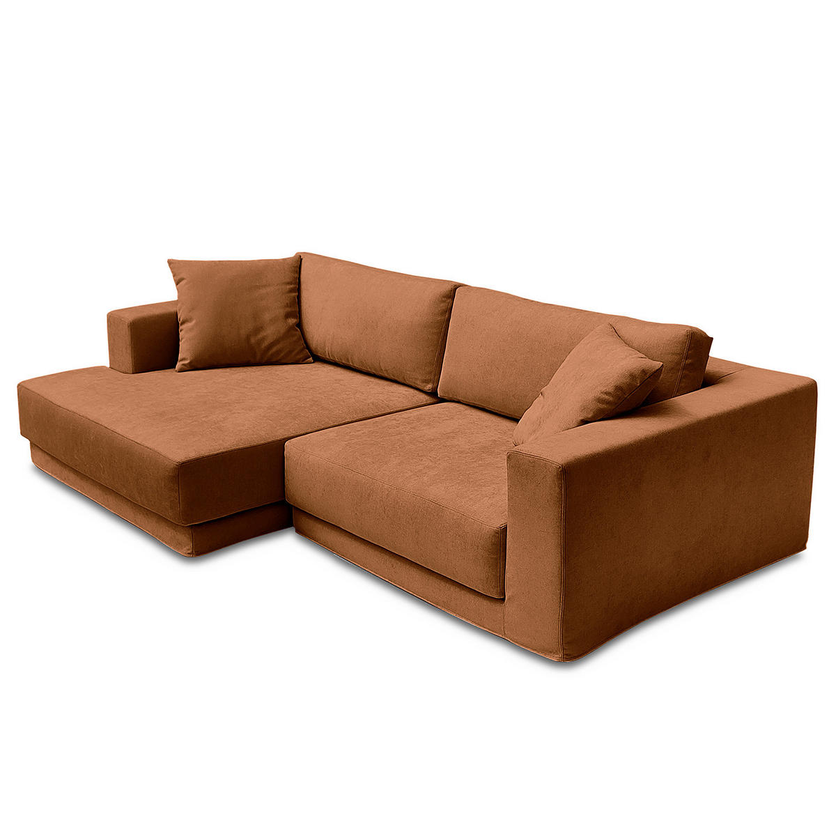ECKSOFA mit Wechselbezug - Longchair, Webstoff - Schwarz/Kupferfarben, Kunststoff/Textil (260/155cm) - home24