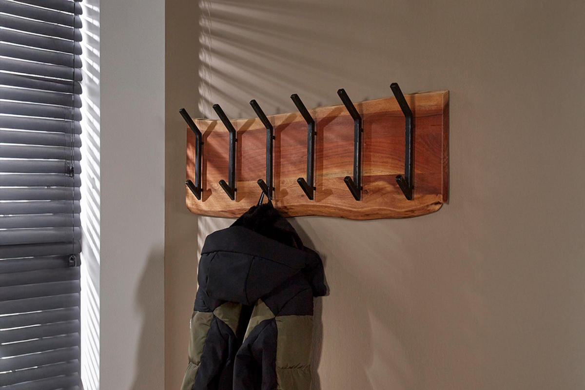 GARDEROBE NEREA Braun Akazie - Braun, Metall (100/30/12cm) - KAWOLA