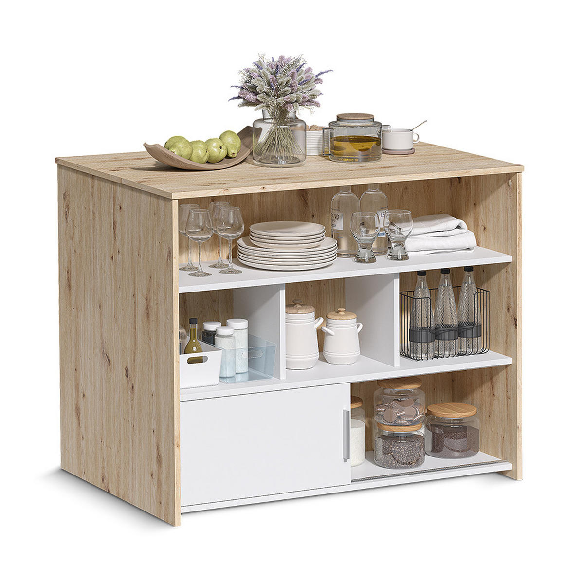 BARTISCH Aventi, Artisan-Eiche/Weiß, 105 x 70 cm - Eiche Artisan/Weiß, Holzwerkstoff (70/105/85.5cm) - Vicco