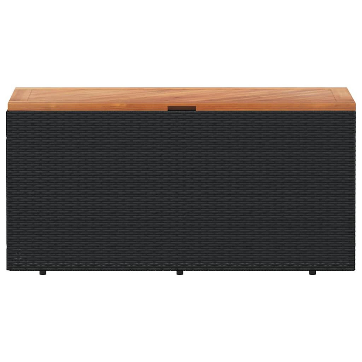 GARTENTRUHE Schwarz 110/50/54 Cm Poly Rattan Akazienholz - Schwarz, Kunststoff (110/54/50cm) - vidaXL