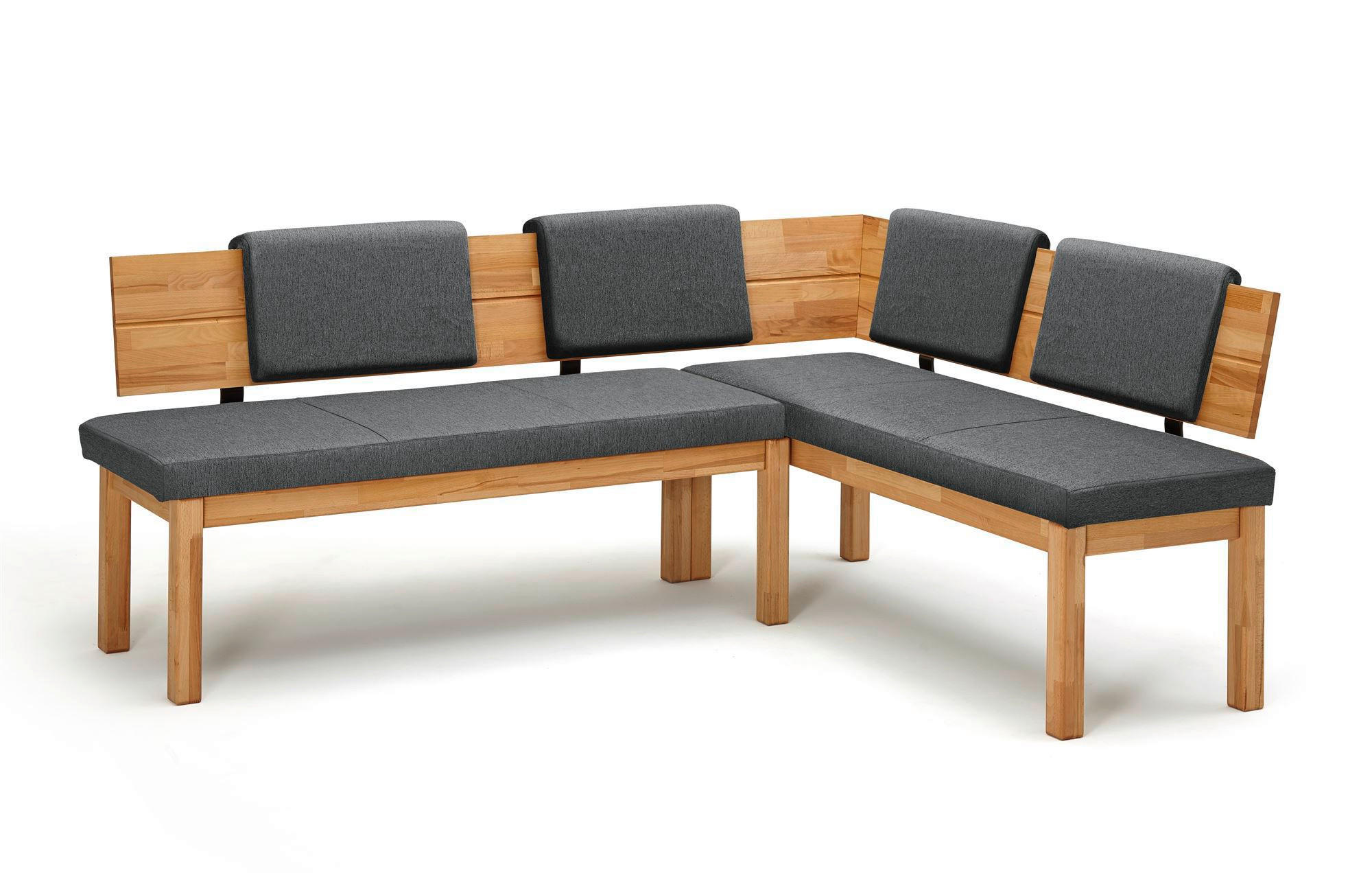 ECKBANK Damita 194 x 155 x 84 Massivholz Kernbuche geölt/Grau - Kernbuche/Grau, Holz (194/155cm) - 58aufmkessel