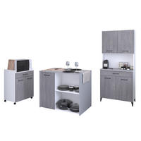 KÜCHENMÖBEL Malice 5 in Weiß und Beton 3teilig Küchenbuffet mit Beistellschrank und Kücheninsel - Weiß, Holzwerkstoff (80/200/120cm)