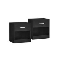 NACHTTISCH MANAGUA 2ER-SET - Schwarz, Holzwerkstoff (39/41/28cm) - Hansiro