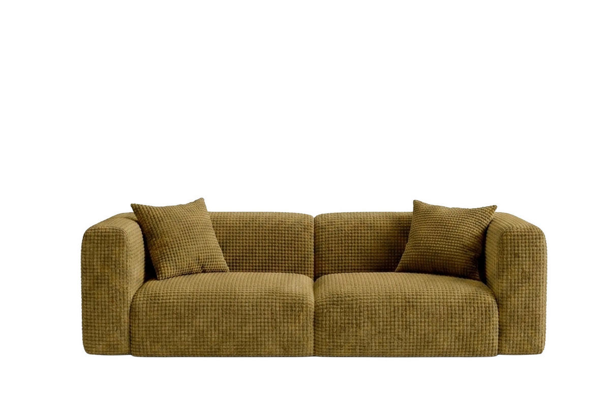SOFA 2-Sitzer, Chenille-Stoff Cremona, Olive, GRETA - Olivgrün, Holz (228/70/89cm) - Kaiser Möbel