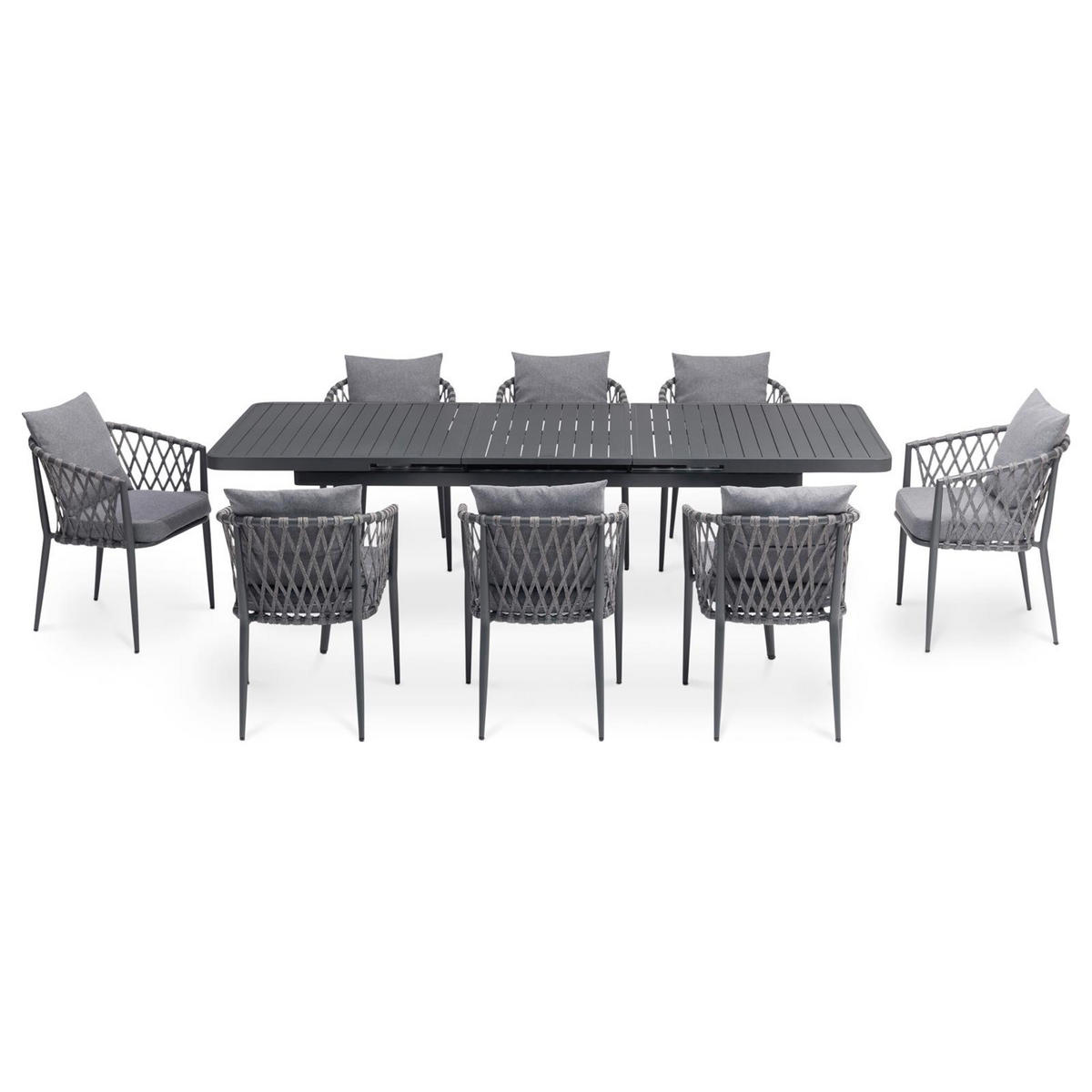 GARTENMÖBEL SET SUNNY 9er Set grau, schwarz - Grau, Metall - IDIMEX