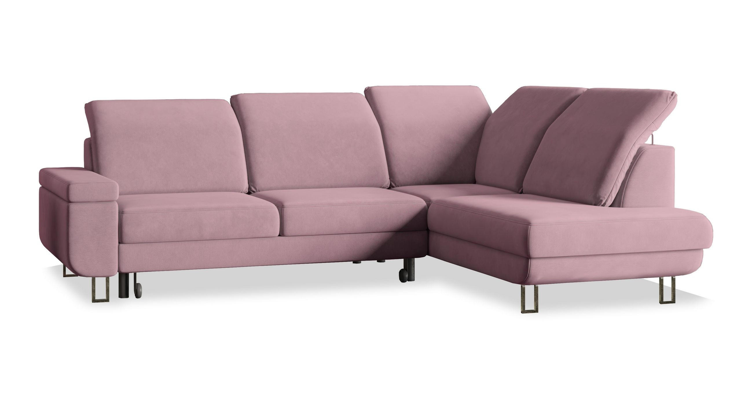 ROHOVÁ SEDAČKA LERMA šeříková - stříbrná/šeříková, kov/dřevo (253/190cm) - MASSENO