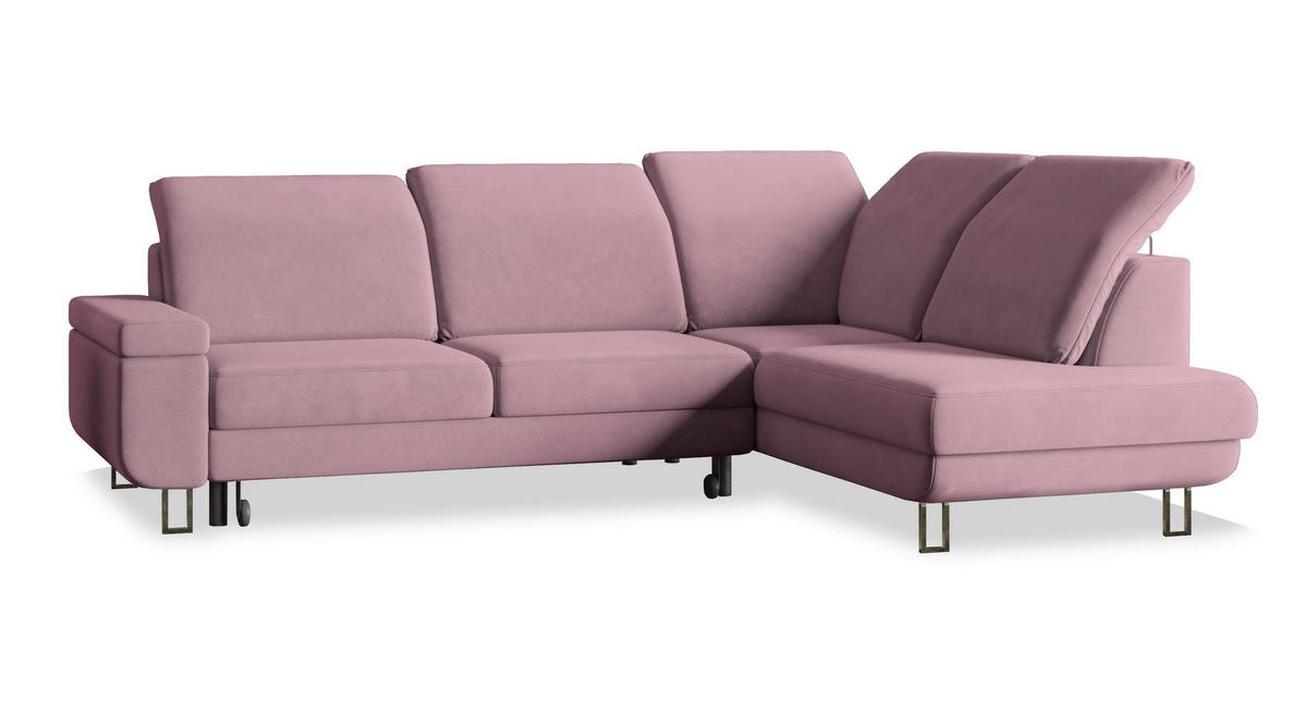 ROHOVÁ SEDAČKA LERMA šeříková - stříbrná/šeříková, kov/dřevo (253/190cm) - MASSENO