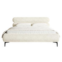 POLSTERBETT Roule Cremeweiß Chenille mit schwarzen Metallbeinen 160 cm - Creme/Schwarz, Textil/Metall (160/200cm) - Selsey