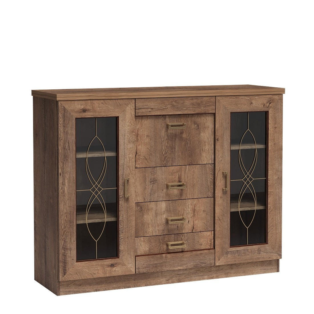 KOMMODE UDINE 140/110/44cm mit 3 Schubladen 3 Türen Bronzefarben - Bronzefarben, Holzwerkstoff (140/110/44cm) - MASSENO