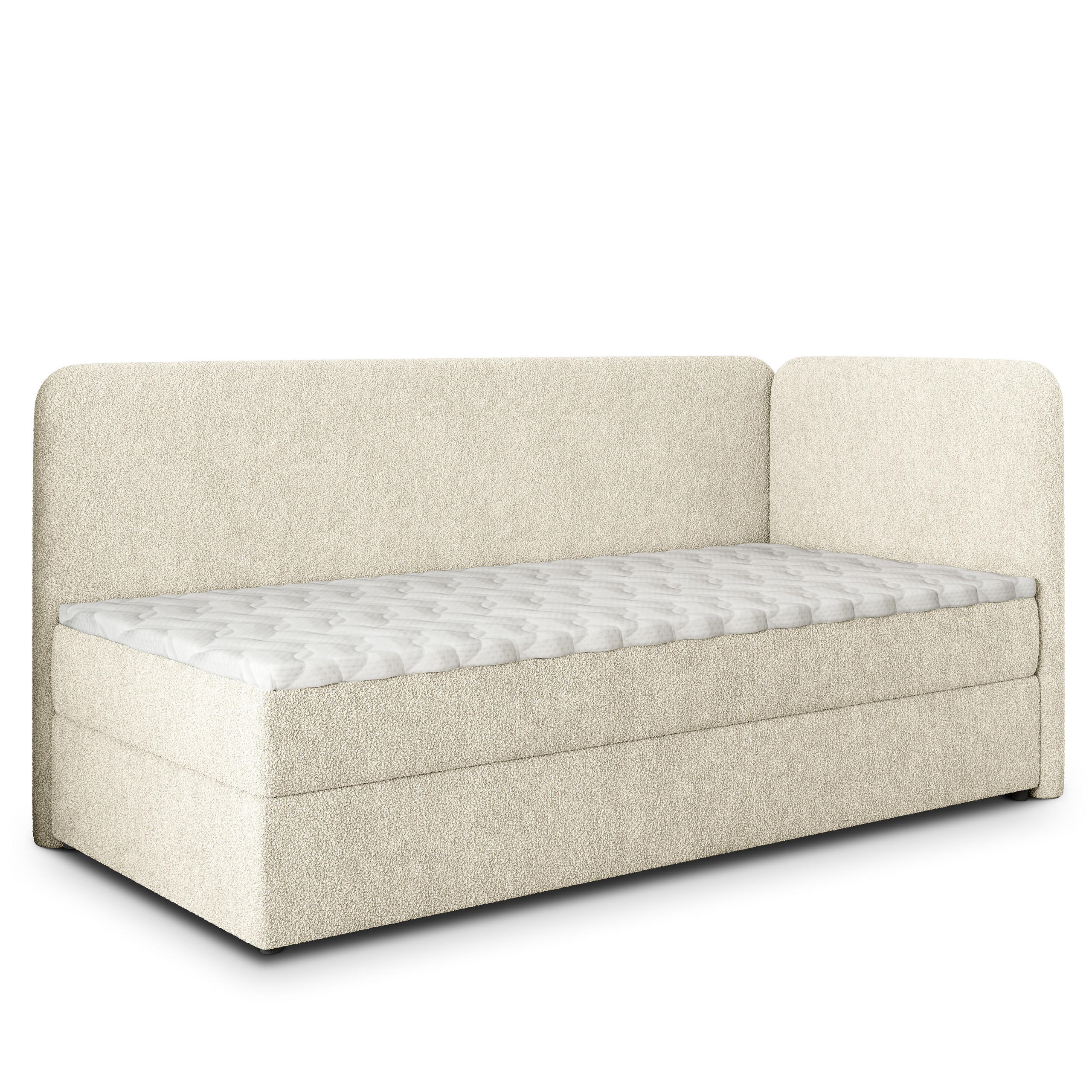 BOXBETT GINA 100x200 cm mit Matratze und Topper, H2+H3 - Creme - Creme, Holz (100/200cm) - MASSENO