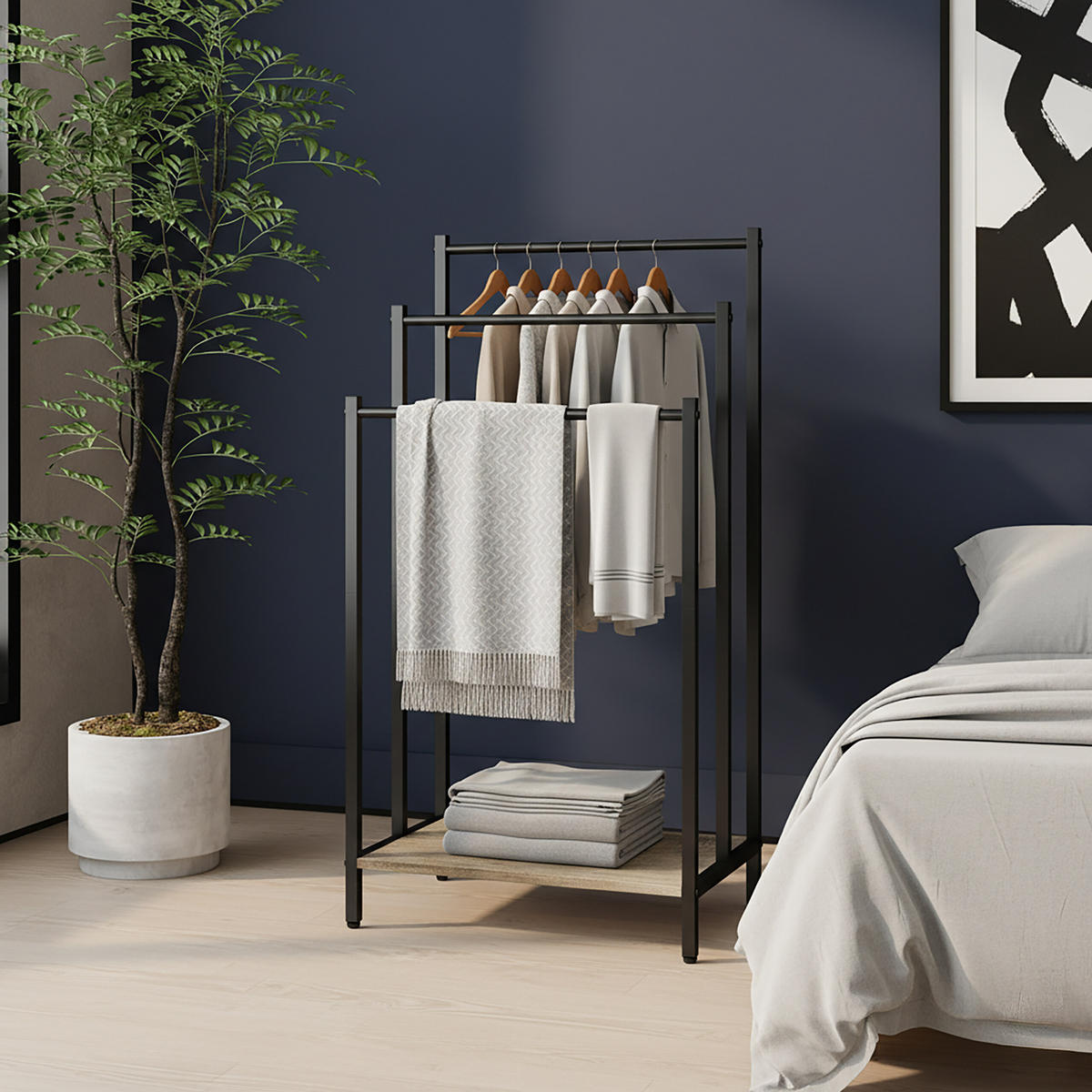 HANDTUCHSTÄNDER - Hellbraun, Holzwerkstoff/Metall (43/81/28cm) - Relaxdays