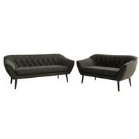 SEDACIA ZOSTAVA 3+2 PIRS - Tmavosivá Samet - Čierne nohy - čierna/tmavosivá, kompozitné drevo/textil (180/75/74cm) - MKS