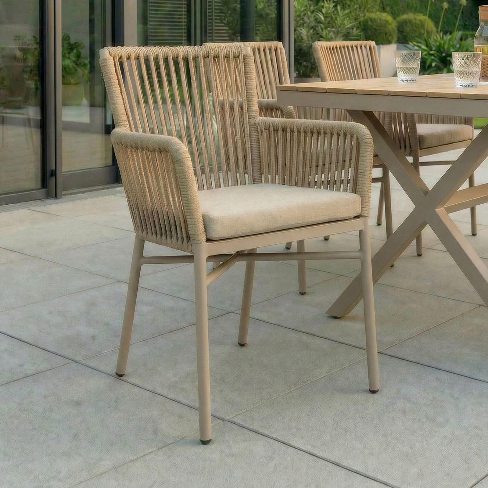 GARTENSTÜHLE AFUERA 6ER-SET - Braun, Textil/Metall (56/85/59cm) - IDIMEX