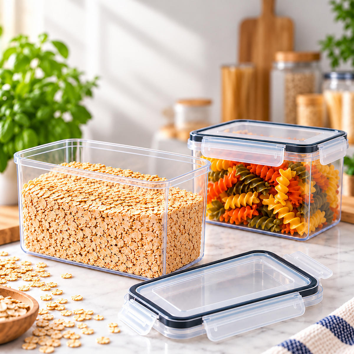 DÓZY Transparentní 24dílná-sada plast klikací uzávěr - čirá, plast - Relaxdays