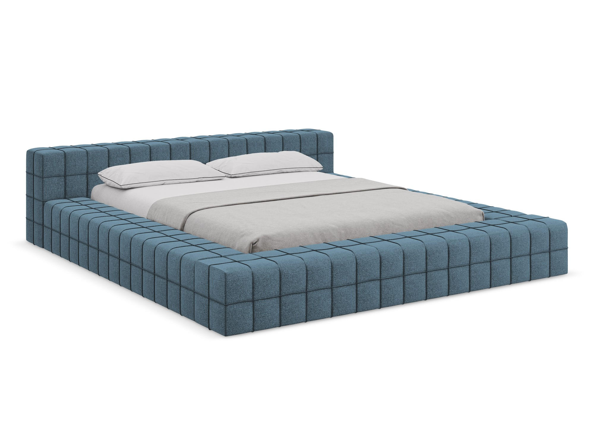 POLSTERBETT mit Lattenrost 220x260 Blau - Blau/Blaugrau, Kunststoff/Textil (160/200cm) - Makamii