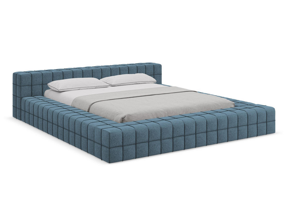 POLSTERBETT mit Lattenrost 220x260 Blau - Blau/Blaugrau, Kunststoff/Textil (160/200cm) - Makamii