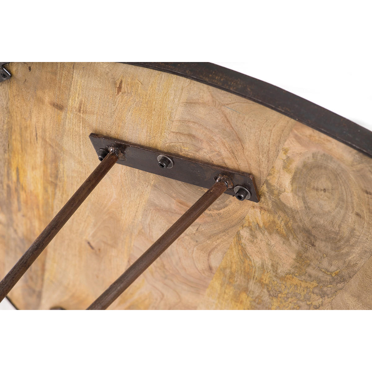 ESSTISCH Industriell Holz Metall D125 ATELIER - Dunkelbraun, Holz (125/125/75cm) - Miliboo