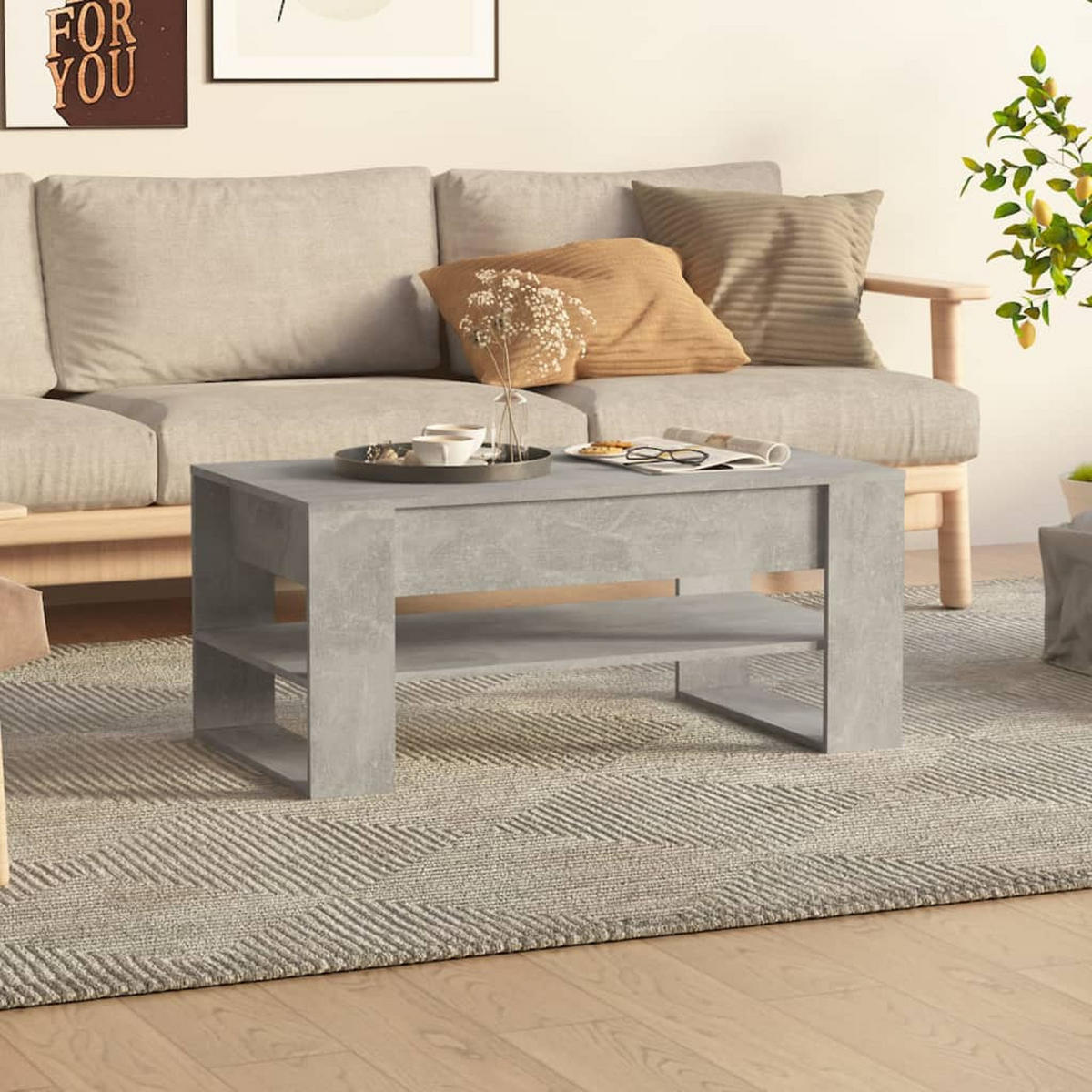 COUCHTISCH Betongrau 102x55x45 cm Holzwerkstoff - Grau, Holzwerkstoff (102/55/45cm) - furnicato