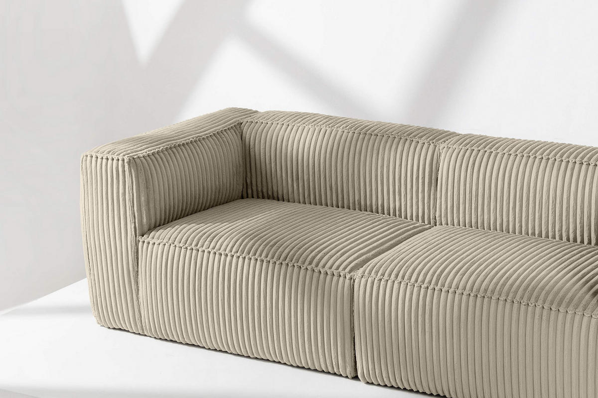 3-SITZER-SOFA FEROX Modern, Cord-Stoff, beige - Beige, Textil (246/73/96cm) - KONSIMO®