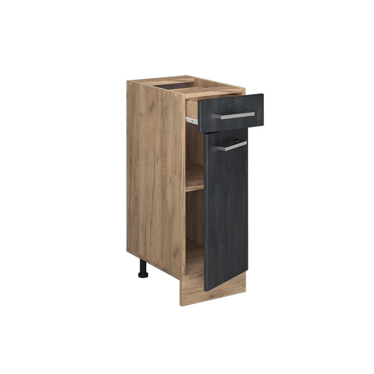 KÜCHENUNTERSCHRANK R-Line Schwarz Beton 30 cm AP Marmor - Eiche Wotan/Schwarz, Holzwerkstoff (30/81.6/60cm) - Vicco