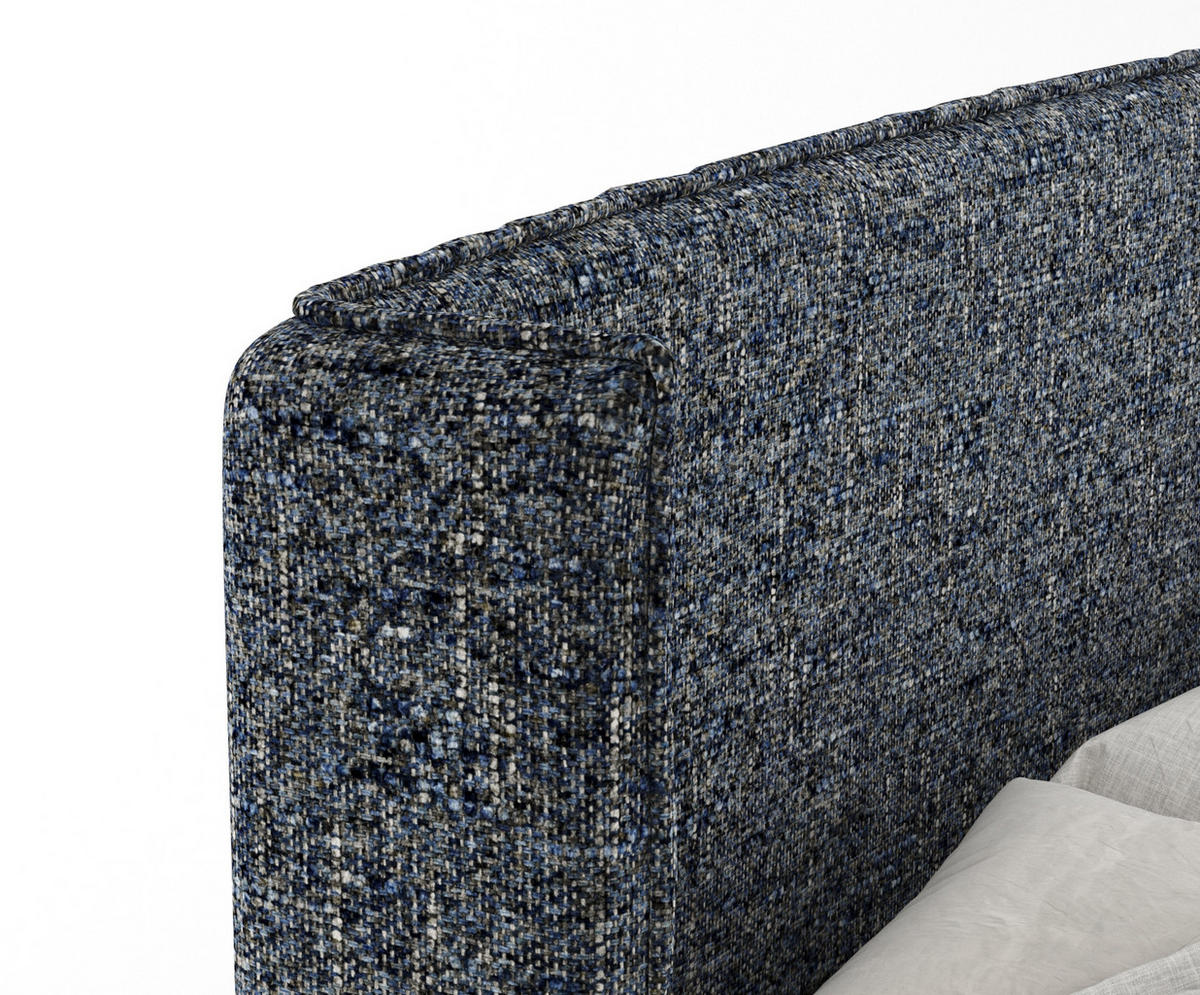 KONTINENTALBETT Ardis Marineblau 140/200 cm mit Matratze und Topper - Naturfarben/Dunkelblau, Holz/Holzwerkstoff (140/200cm) - Maison de Reve