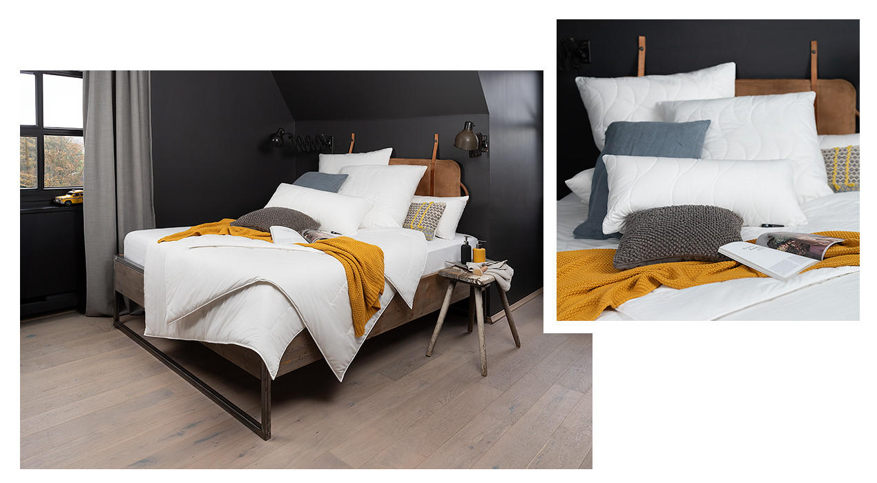 CENTA-STAR Regeneration Inspiration, Bettdecke & Kissen auf Boxspringbett